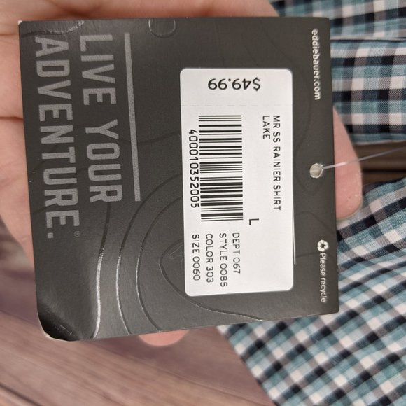 EDDIE BAUER Men's Rainier Short Sleeved Shirt Sz L - Picture 6 of 8